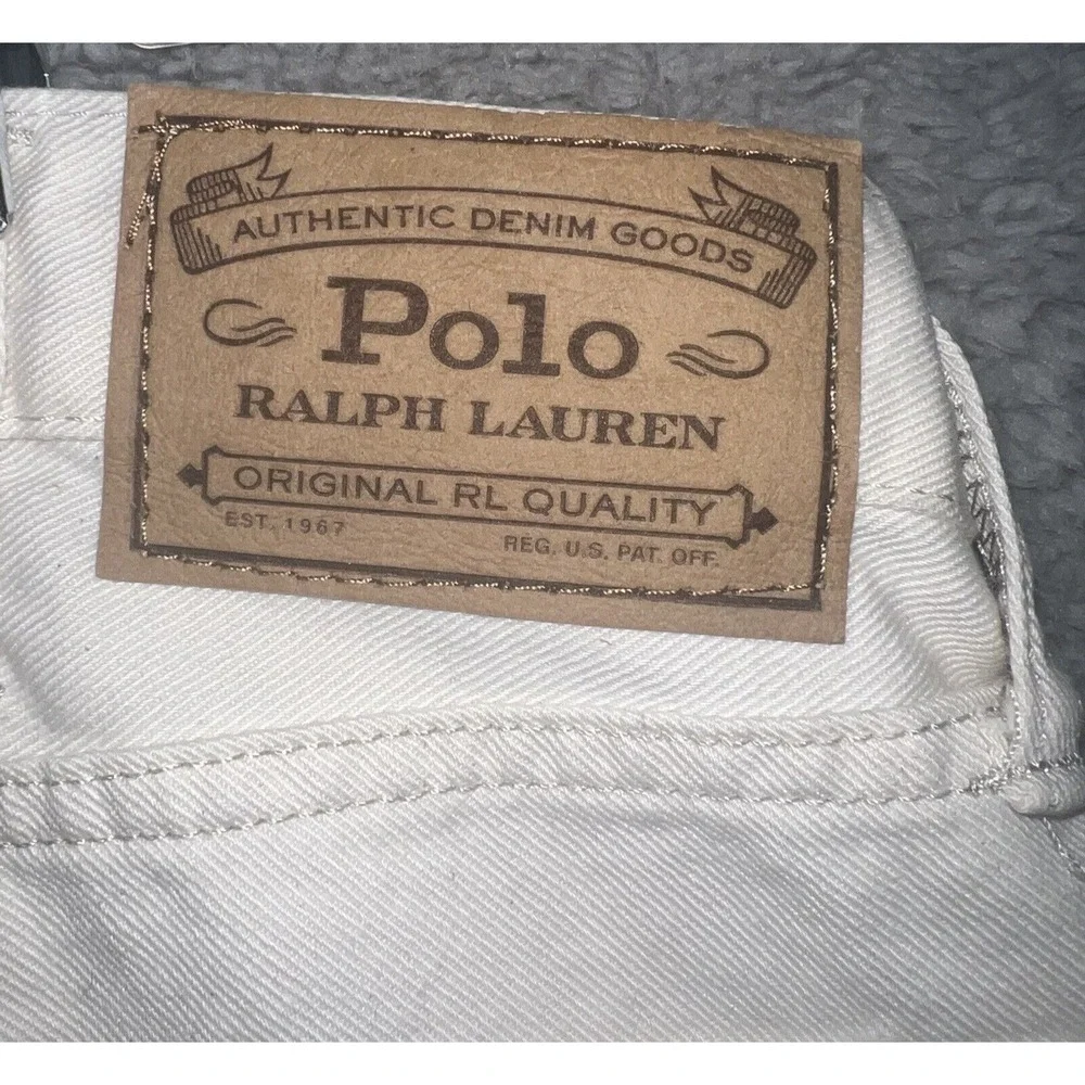 NOS Polo Ralph Lauren Repaired Jeans Men's 38 x 34 Cream The Sullivan Pants